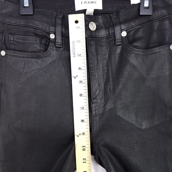Frame The Alix Faux Leather Jeans Womens Size 26 Skinny Black High Rise - Picture 8 of 14
